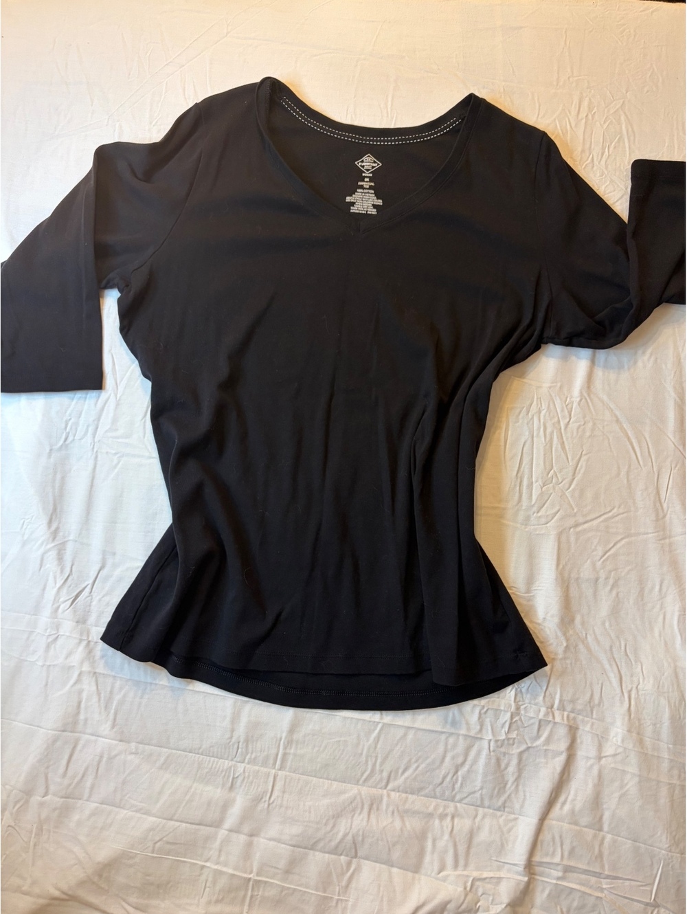 St. John's Bay Women's Black Essential Tee 0X Cotton V-Neck Shirt